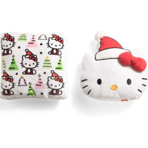 NWT HELLO KITTY Square White Multi Color Pillow with Shaped Head Pillow Set - Picture 1 of 3